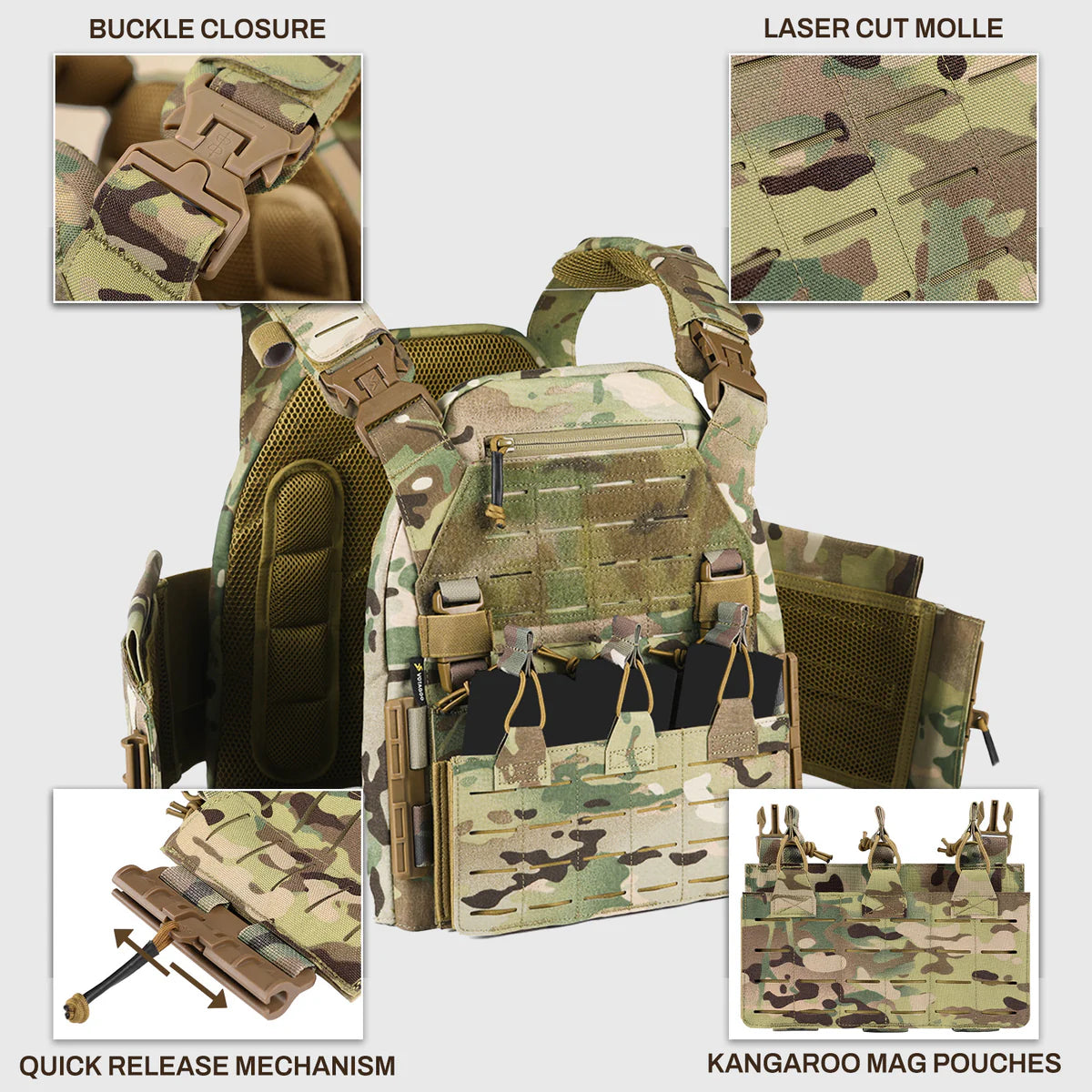 VOTAGOO Quick Release Lightweight Tactical Vest