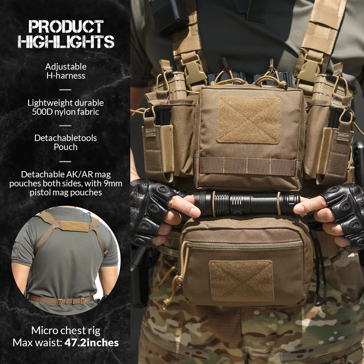 VOTAGOO Adjustable & Detachable Tactical Chest Rig