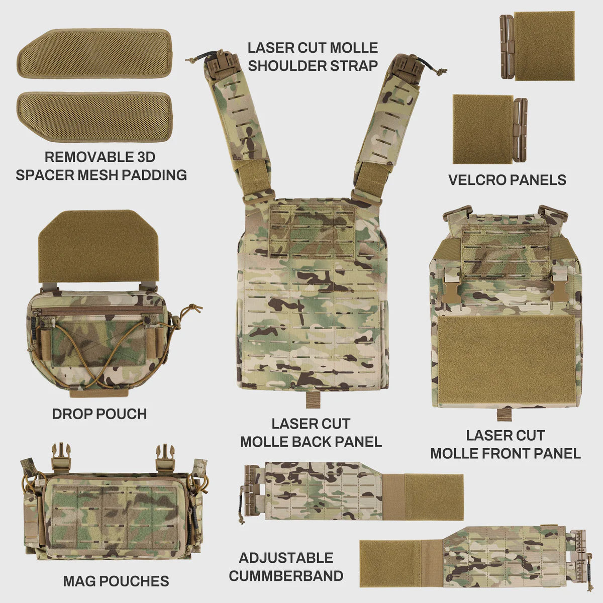 VOTAGOO Adjustable Tactical Vest with Admin Drop Pouch