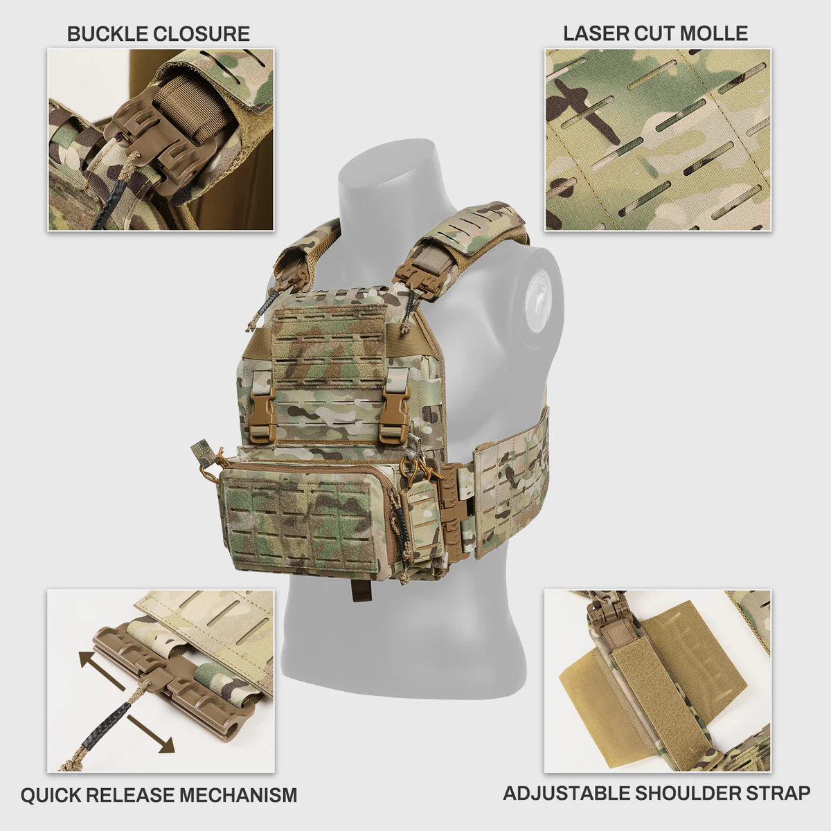 VOTAGOO Adjustable Tactical Vest with Admin Drop Pouch