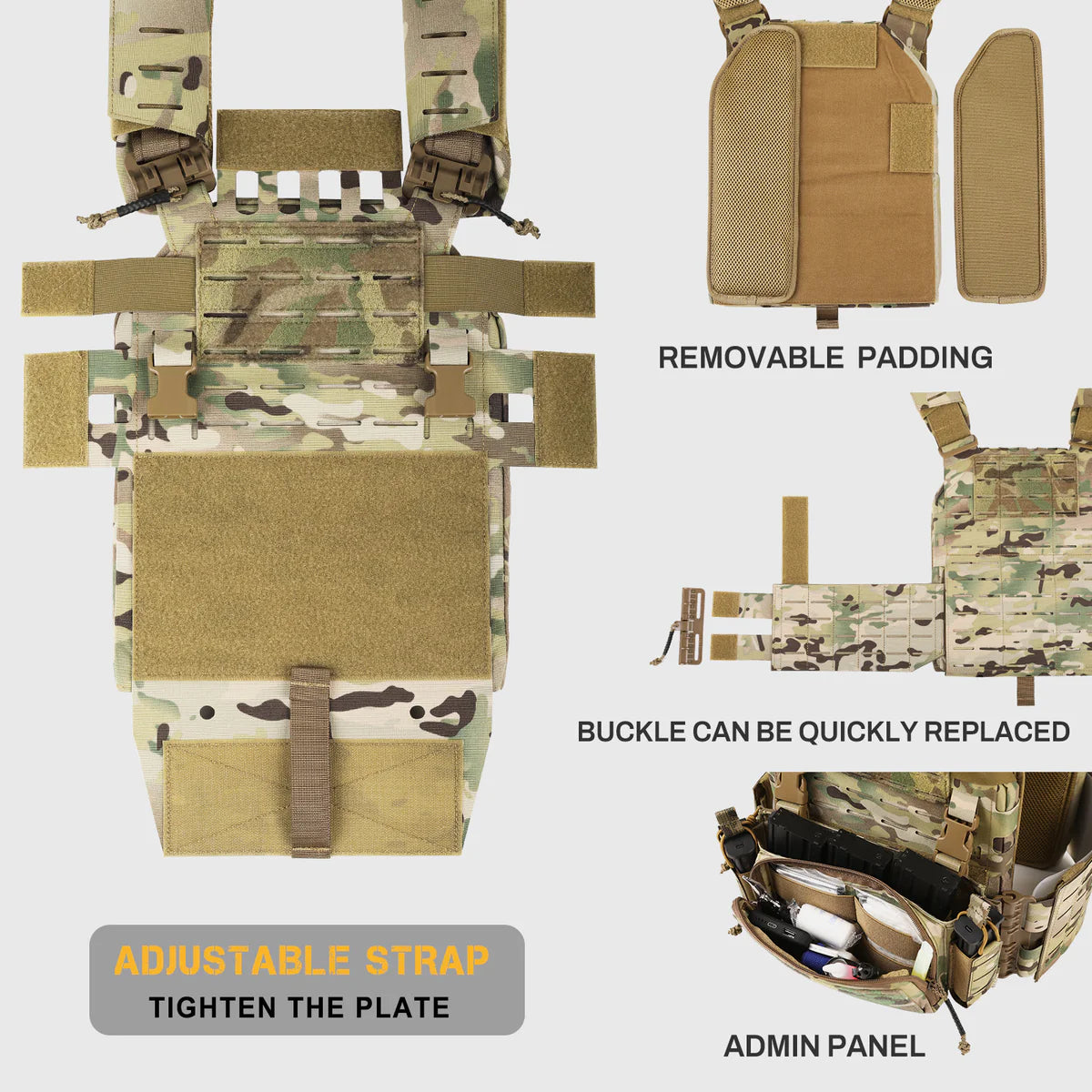VOTAGOO Adjustable Tactical Vest with Admin Drop Pouch